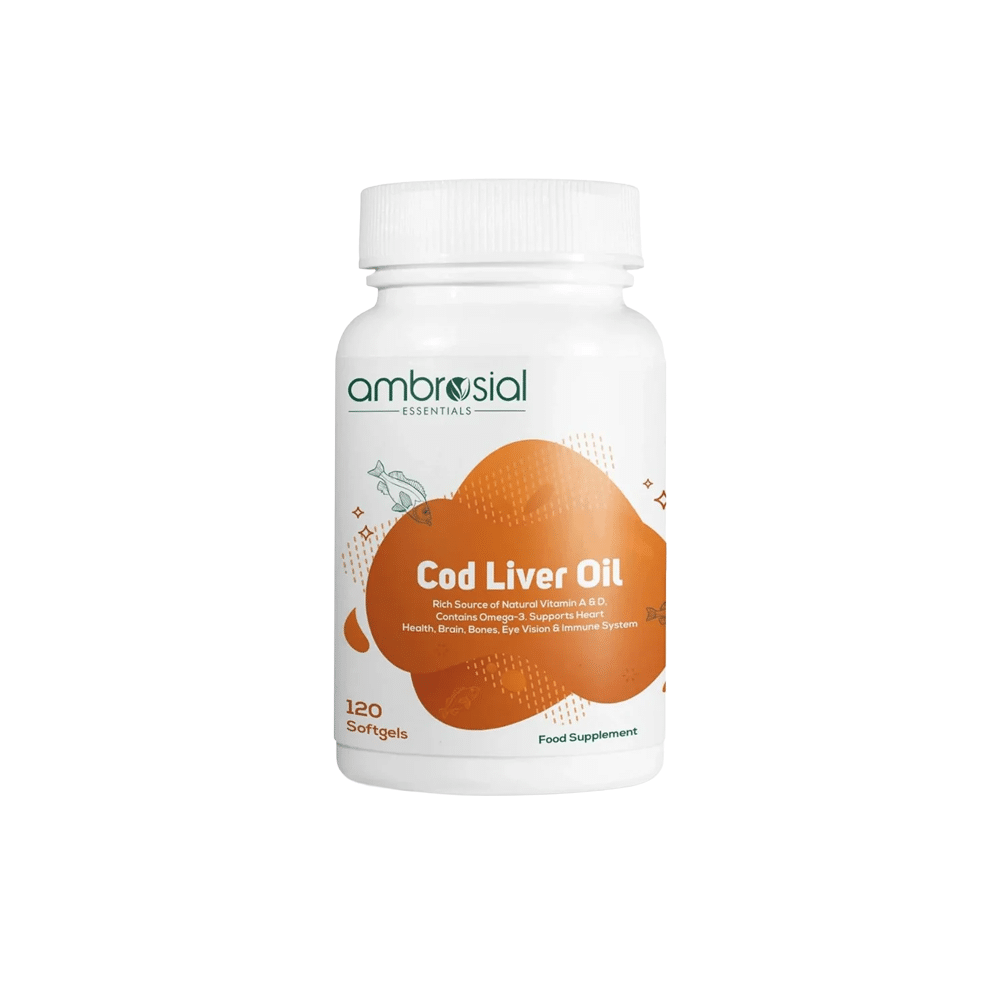 84 Ambrosial Cod Liver Oil 300mg – A Dزيت كبد سمك القد 300 مجم أوميغا 3 فيتامين - Image 1